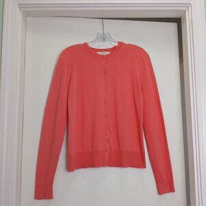 Vibrant Coral 100% Cotton Lightweight Button Down Long Sleeve Cardigan Sz M